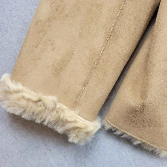 Coldwater Creek Womens Size Medium Tan Faux Suede Faux Fur Jacket Coat - Picture 3 of 13
